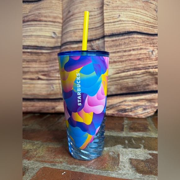 1 Starbucks Summer 2024 Blue Glass Swirl Gradient Petal 18oz Cold Cup NWT - Picture 6 of 8